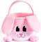 Easter Pink Bunny Basket, Pink Rabbit Backet with Foldable Ears, Empty Soft Basket with Handle, Easter Gifts for Babies, Kids Egg Hunt, Candy Bag Party Favor Storage Container(10.9”× 7.9”× 9.4”)